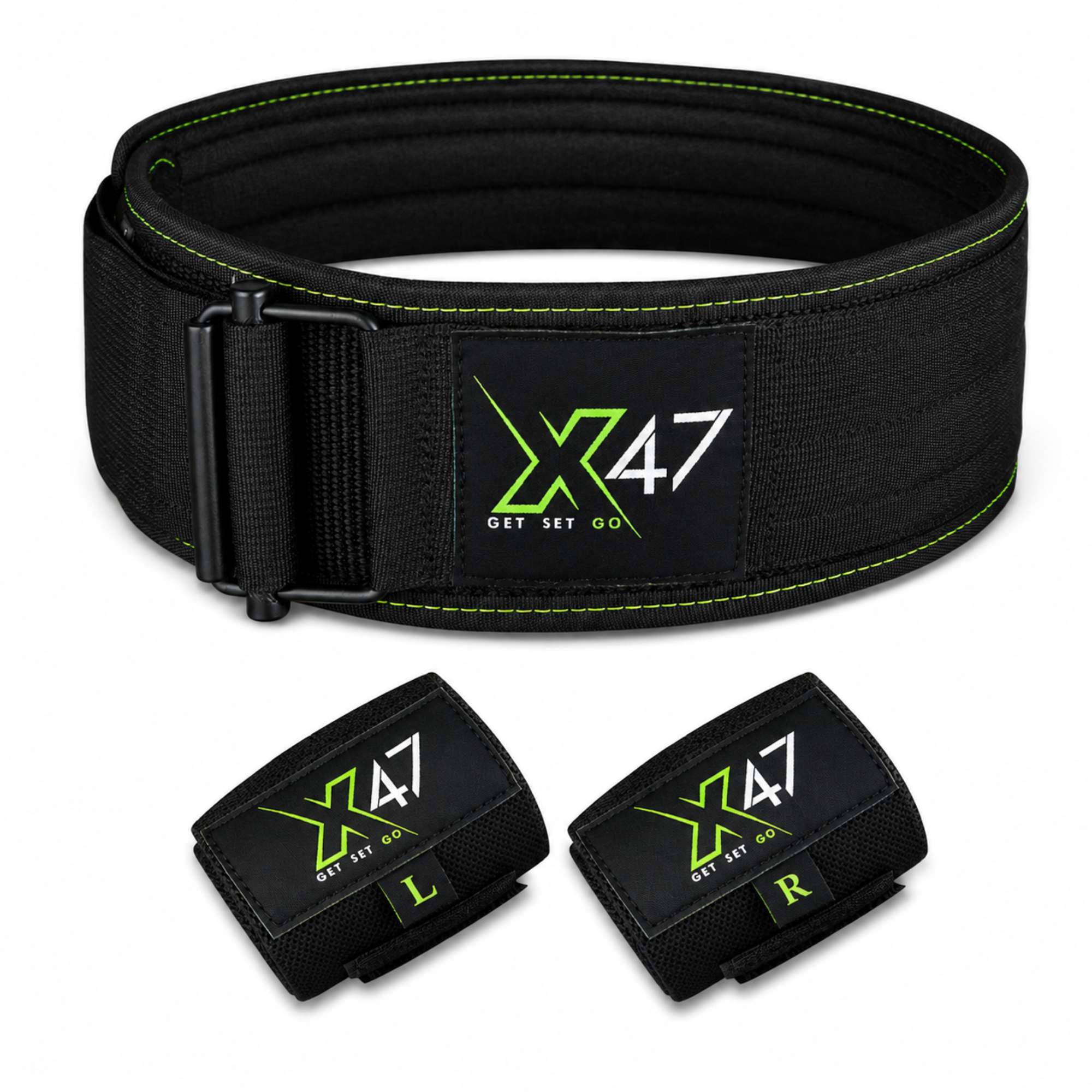 4 INCH BELT (1) X-47 4inch Nylon Weightlifting Belt with Free (Wrist Wraps Pair) - Image 1