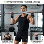 X-47 Pair of Weight Lifting Hooks with Wrist Straps for Men & Women - Image 4